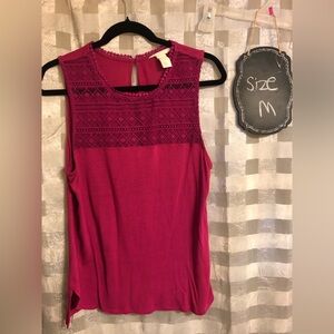 H&M Fuchsia Lace Detail Tank Top